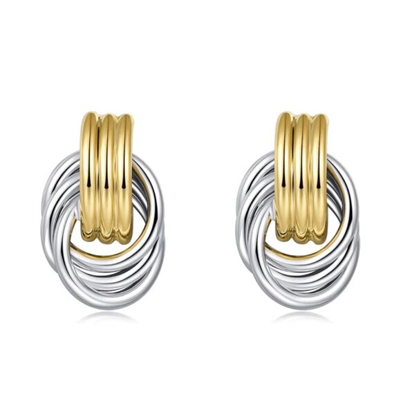 1Pair Women Stainless Steel Knot Design Chunky Earring - Picture 4 of 7